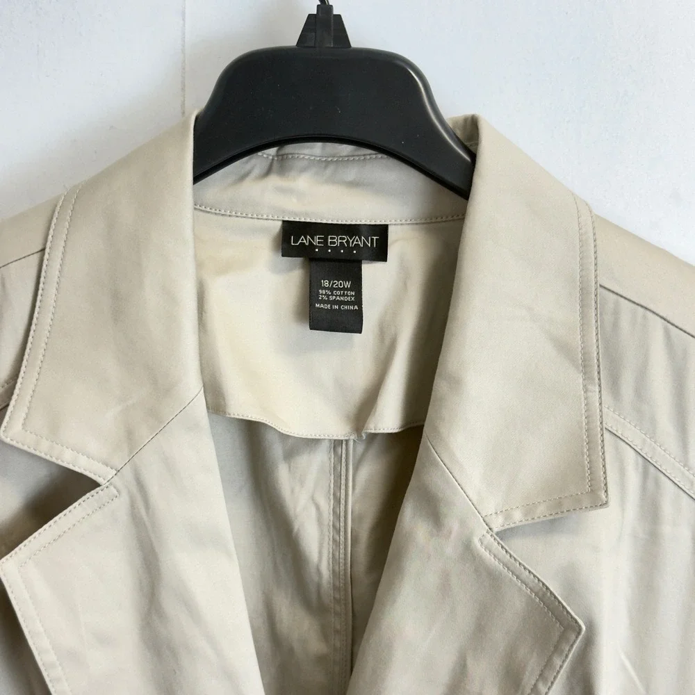 Lane Bryant Khaki Tan Short Sleeve Blazer Jacket Plus Size 18/20W Cotton Blend